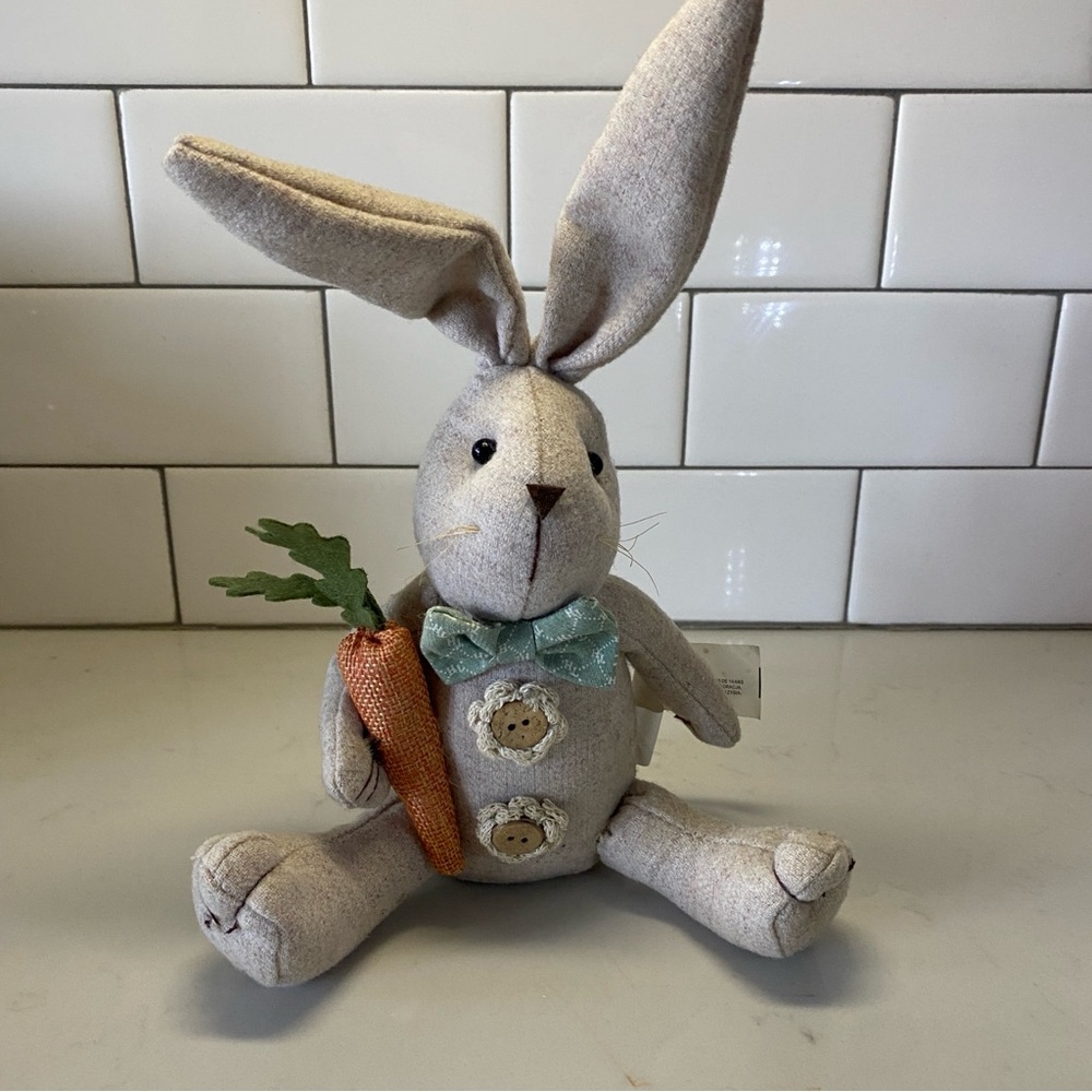 Charming Wheat Colored Bunny Stuffed Animal Plush with Carrot